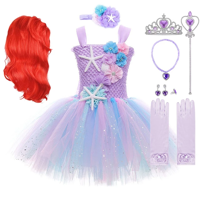 For Little Girls Jewelry Set Blue Purple Mermaid Theme Festive Costume -  AliExpress