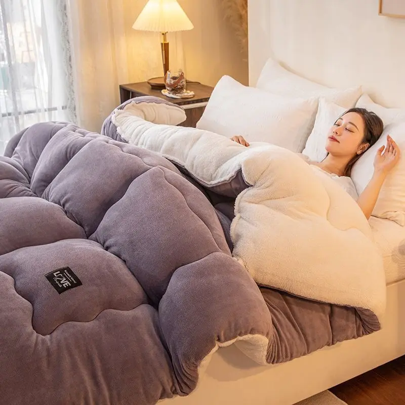 

Winter Super Thick Warm Blanket for Bed Artificial Imitation Lamb Weighted Blankets Soft Warmth Quilt Comforter Twin King Size