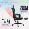 Dowinx Gaming Chair Cute with Cat Ears and Massage Lumbar Support, Ergonomic Computer Chair for Girl with Footrest and Headrest 3
