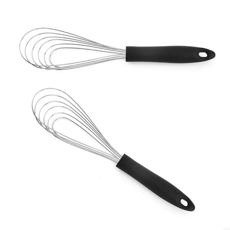 New Stainless Steel Whisk Flat Silicone Handle Eggs Beater Practical Cream Whipper