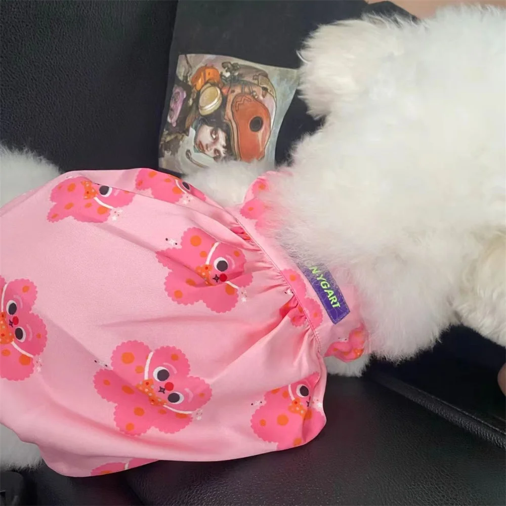 Flower shoulder strap dress jacket suitable for small to medium-sized dog breeds-all season polyester sweater, woven fabric, l