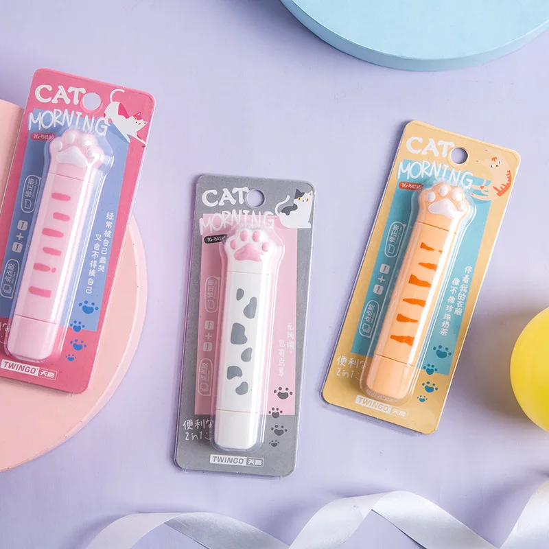 Mohamm Cartoon Cat Correction Tape With Double-sided sticky Tape Combination School Supplies Korean Stationery Kawaii Accessorie double sided adhesive tape correction tape correction belt correction strap correction supplies