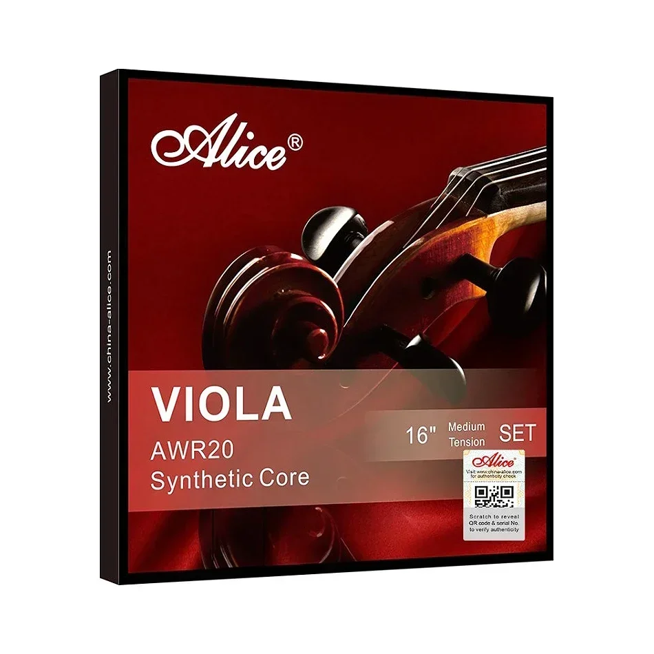 Alice AWR20 Viola Strings Ni-Cr Pure Silver Winding Steel Synthetic Nylon Core 16&ldquo; Viola Strings Set