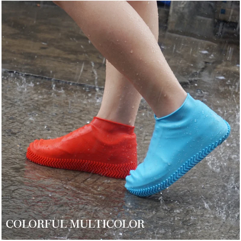 2pcs Rubber Shoes Cover Waterproof Rubber Rain Boots Woman Rain Shoe