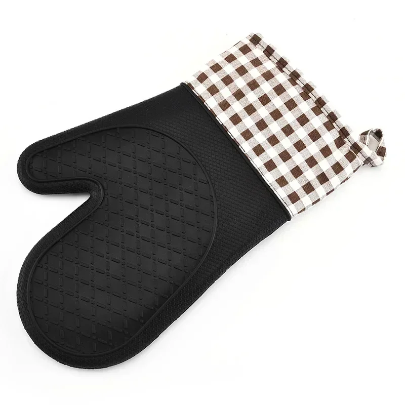 Silicone Microwave Oven Gloves Two-finger Wave Thickened and Long Anti-Scalding Silicone Baking Oven Insulated Kitchen Gloves silicone oven mitts kitchen gloves silicone oven gloves