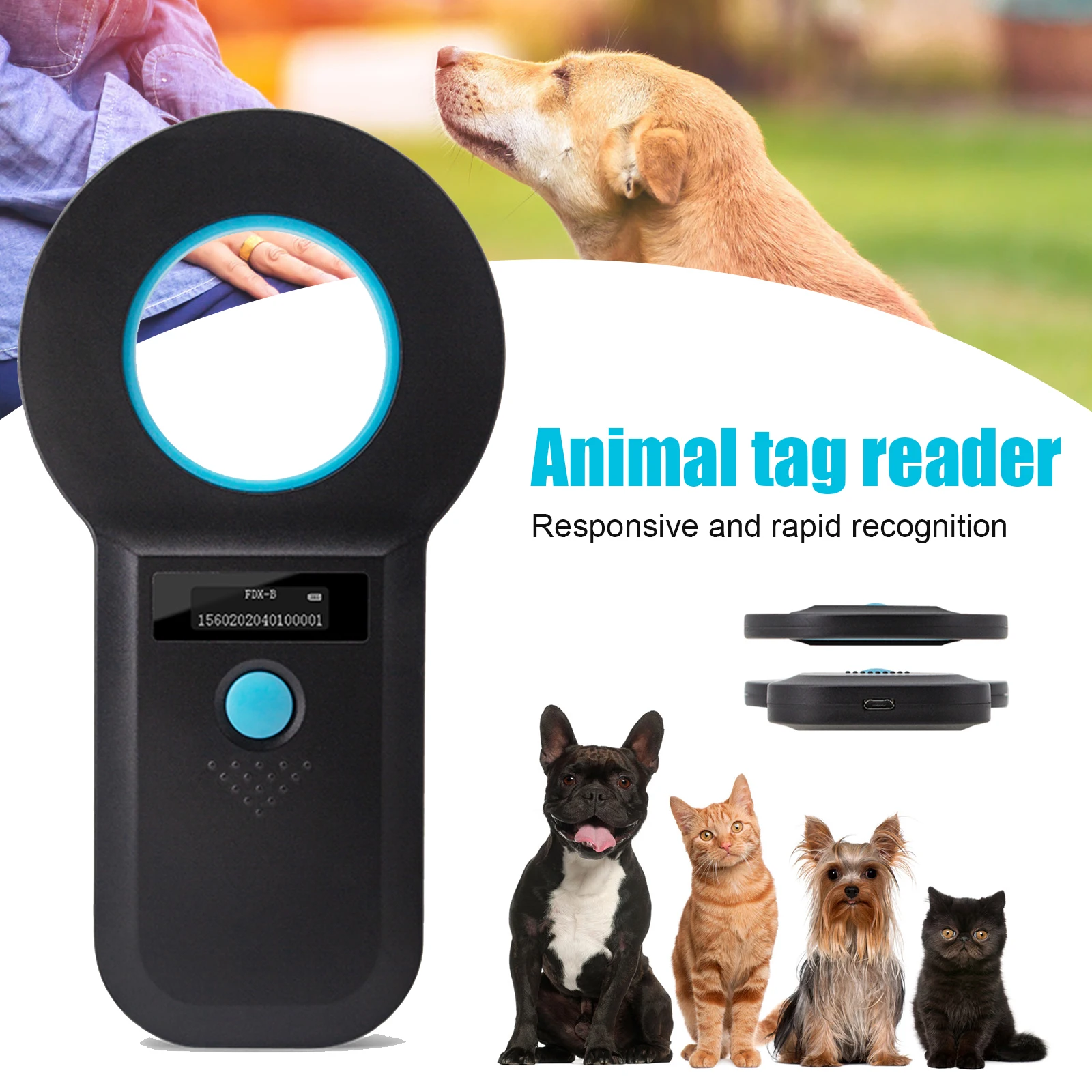 EMID Chip Animal Tag Microchip Reader Chip ID Scanner Rechargeable Data Storage Animal Portable OLED Pet Dog Cat Scanner For Tag