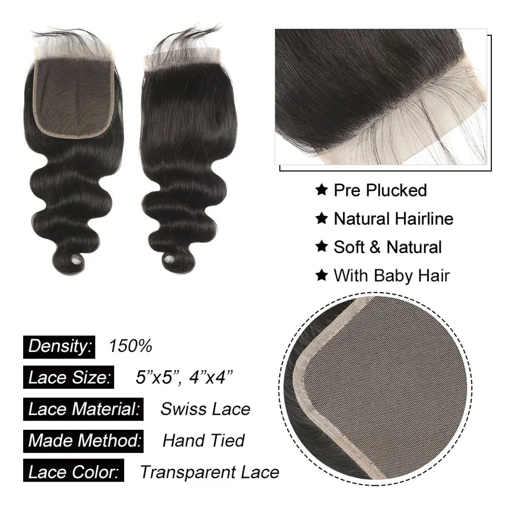 PerisModa Body Wave Lace Closure 4×4 5×5 6×6 Lace Frontal Only 13x4 13x6 HD Transparent Lace Front Human Hair With Pre Plucked 3