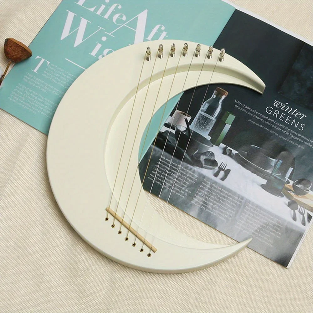 Moonlit Lyre Harp-7-String Wooden String Instrument with Tuning Wrench, Portable & Durable, Perfect Gift for Music Lovers