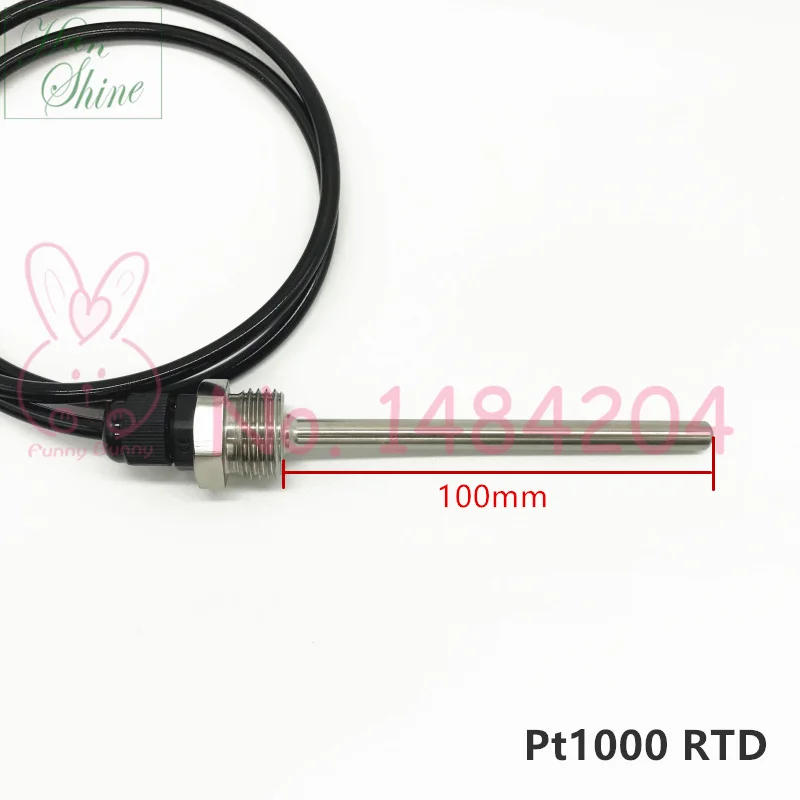 temperature sensor PT1000 Pt100 SUS304 Housing Platinum Resistance BSP G1/2" Thread Probe DIA = 7mm L = 20 50 100 150mm 1.5m Cable,temperature sensor