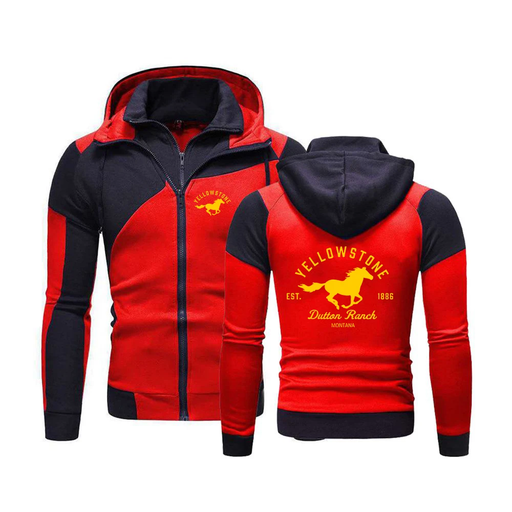 

2024 new printed men's American TV Huangshi Dutton Ranch hooded sweater splicing zipper sweatshirt spring and autumn casual jack