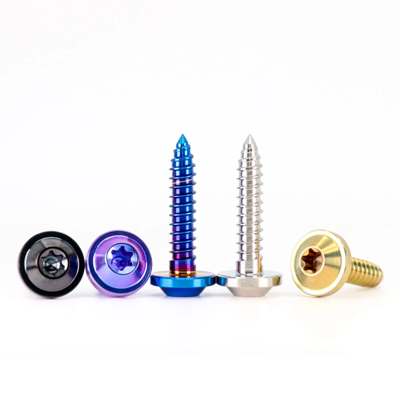 1/2/5pcs M4 M5 티타늄 합금 볼트 셀프 태핑 나사 자전거 오토바이 자동차 보트용 6엽 톡스 헤드 Ti 패스너