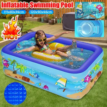Piscina gonfiabile grandi piscine familiari 120cm rettangolo incorniciato piscina per bambini estate all'aperto bambini giocattoli per vasca da bagno per bambini 1