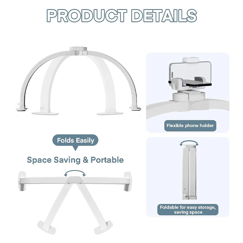 Half Moon Nail Desk Lamp Foldable LED Nail Fill Light Portable Beauty Salon Work Manicure & Lash 3000-6500K Professional Lamp 2