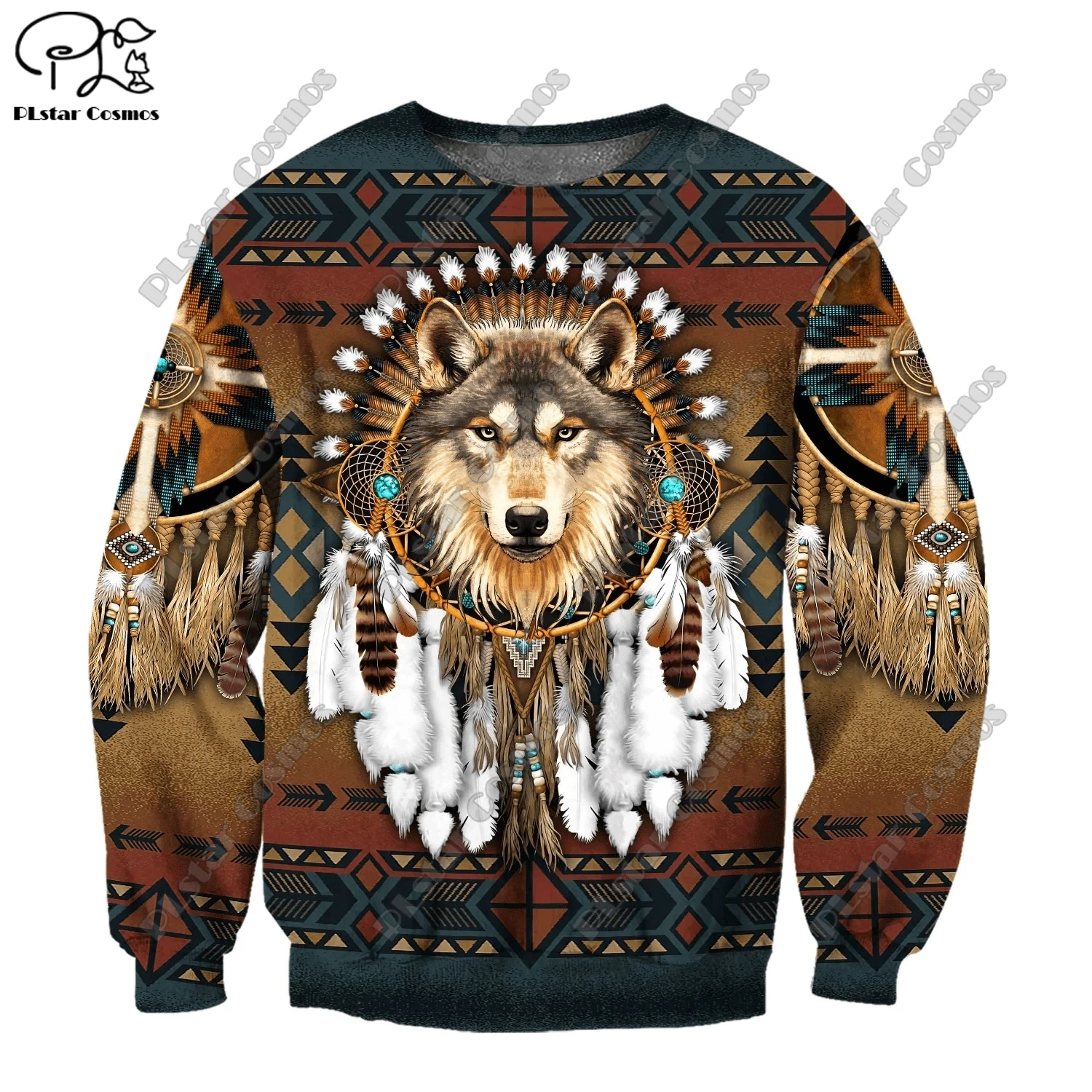 

PLSTAR COSMOS 3D printed aboriginal wolf feather pattern design unisex clothing sports casual sweatshirt new product series Y-1