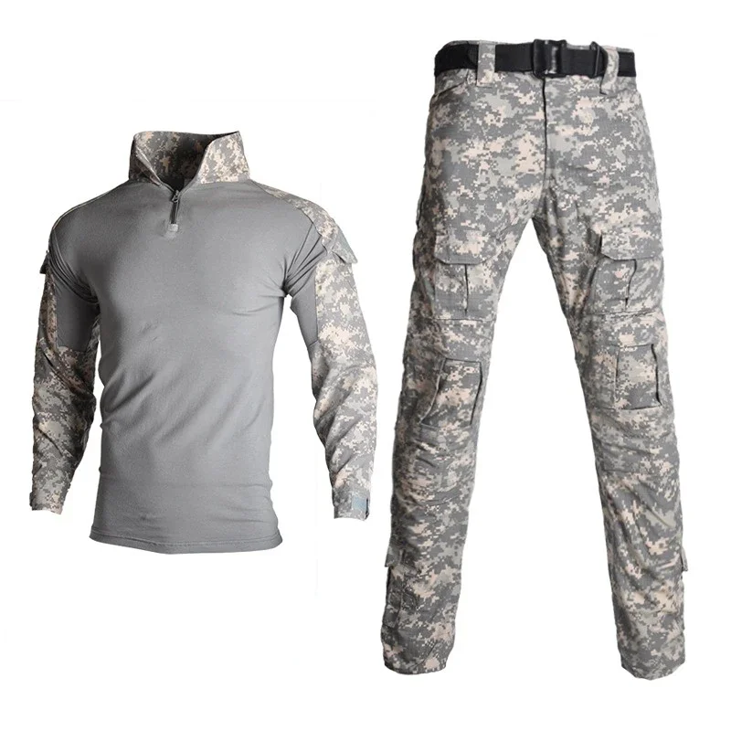 

Military Uniform Cosplay Tactics Outdoor Shirt Top Cargo Pants Kneecap Tactical Camo Men's Army Clothes Role Play Suits