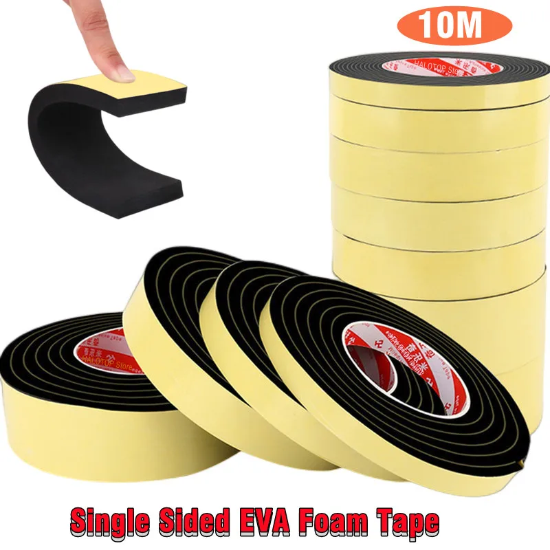 10 meters foam insulation tape EVA black foam sponge rubber strip strong adhesive window door seal strip weather stripping door seal strip sealing strip tape window seal strip sealing tape rubber seal strip rubber door weatherstripping door weatherstripping sealing strip waterproof tape