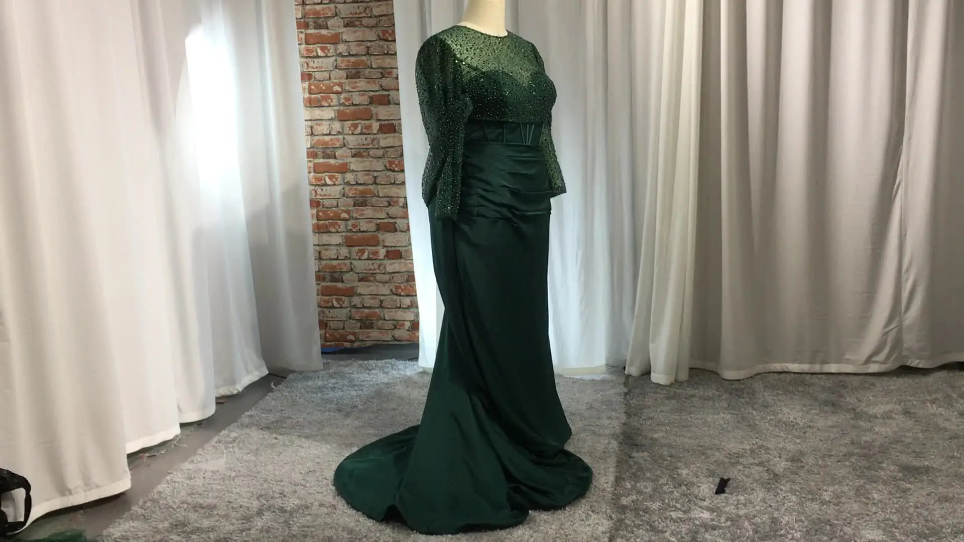 green emerald velvet dress Gothic Emerald Green Tulle Wedding Dress with Layered Ruffle Neckline
