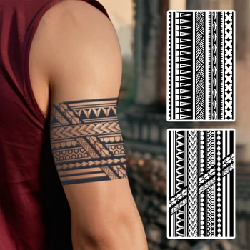 Bracciale con motivo geometrico, tatuaggio temporaneo impermeabile, durata 1-2 settimane, tatuaggio finto semipermanente realistico