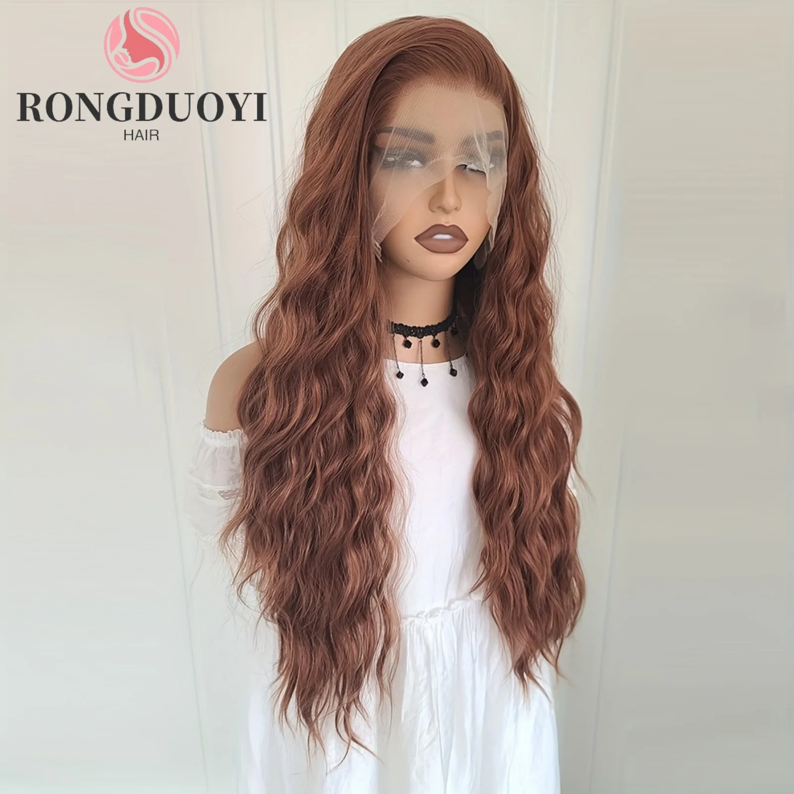 Chocolate Brown Wig Deep Curly Synthetic Lace Front Wig Long Natural Wavy Colored Hair 13X4 Lace Frontal Wigs for Women Party