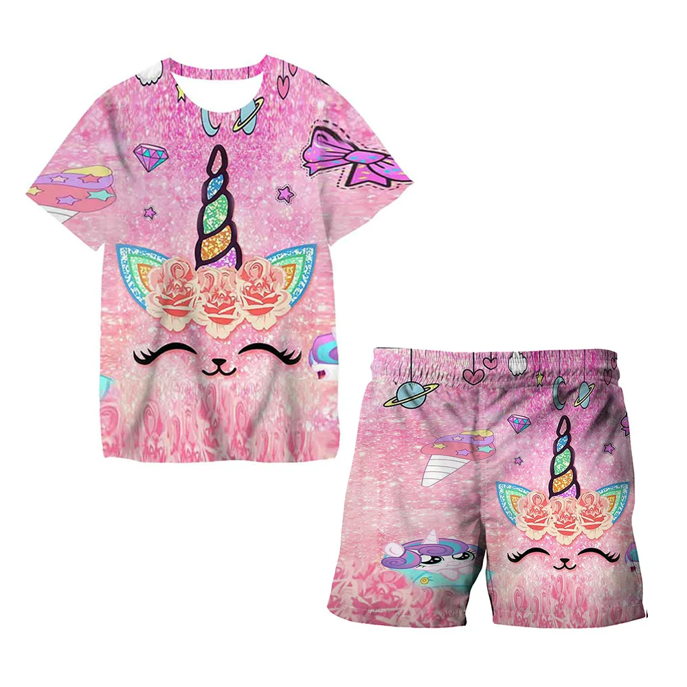 Summer Arrival Baby Kids Girls Cotton Casual Style Unicorn Cartoon Pattern Shorts
