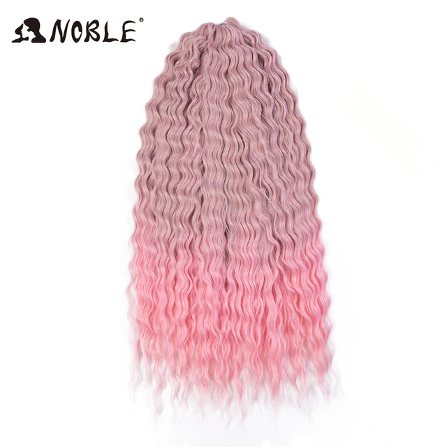 Noble Synthetic Hair Cosplay Water Wave 24Inch Twist Crochet Hair Braid Hair Ombre Blonde Pink Deep Wave Braiding Hair Extension TGPINK12