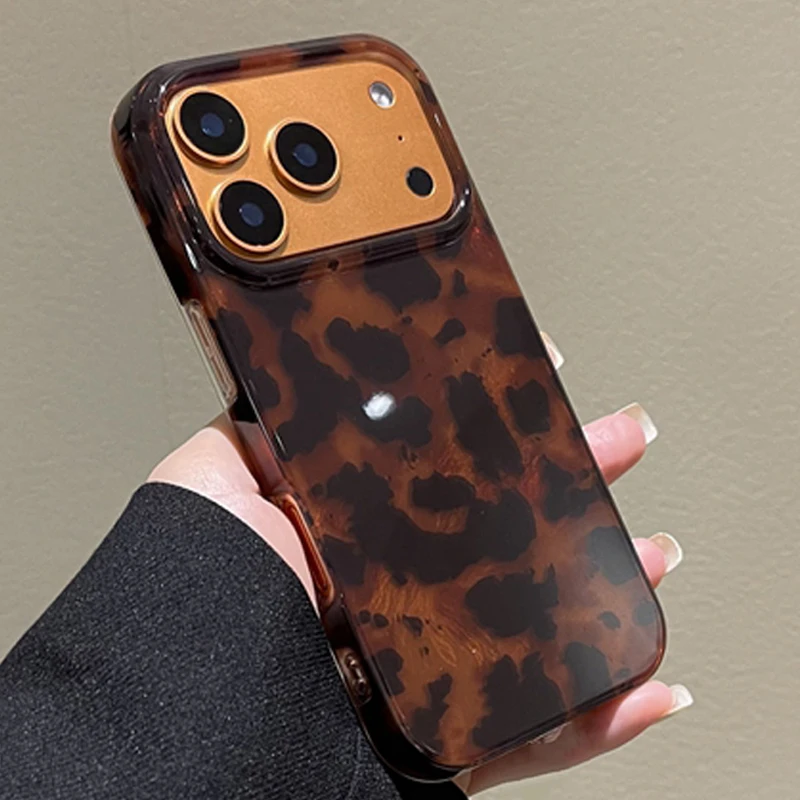 Gold & Black Leopard Print Shockproof Phone Case - Stylish TPU Back Cover