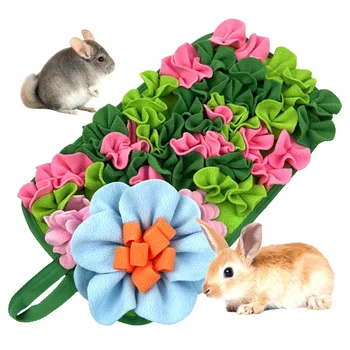 Small Animal Feeding Mat Suitable for Rabbits, Hedgehogs, Guinea Pigs, and Mice Interactive Cute Floral Design Fun Feeding Mat 1