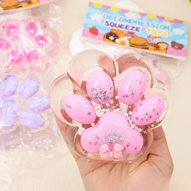 Cat Paw Pinch Toy Kawaii Decompression Toys Cartoon Antistress Squishy Stress Relief Slow Rising Toys For Kids Stretch Toys 2