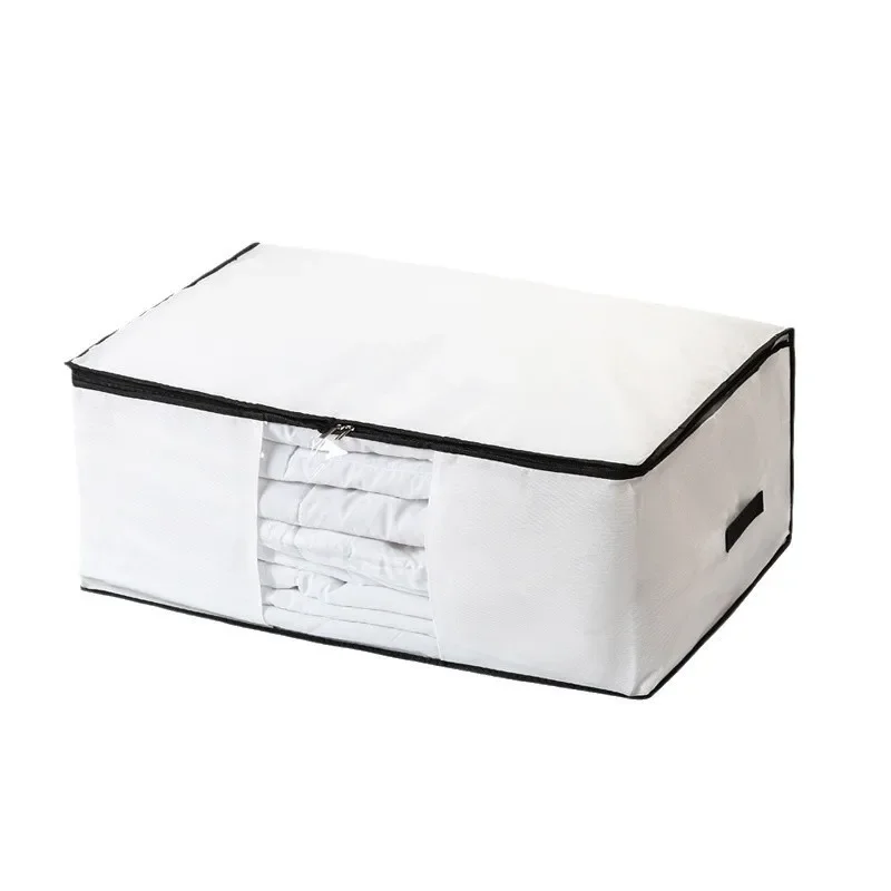 Non-Woven Fabric Cotton Quilt Storage Bag With Window For Moving Clothes Organizer Household Luggage Bag Storage Package 4