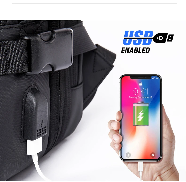 Mochila de viaje extensible para hombre con puerto USB