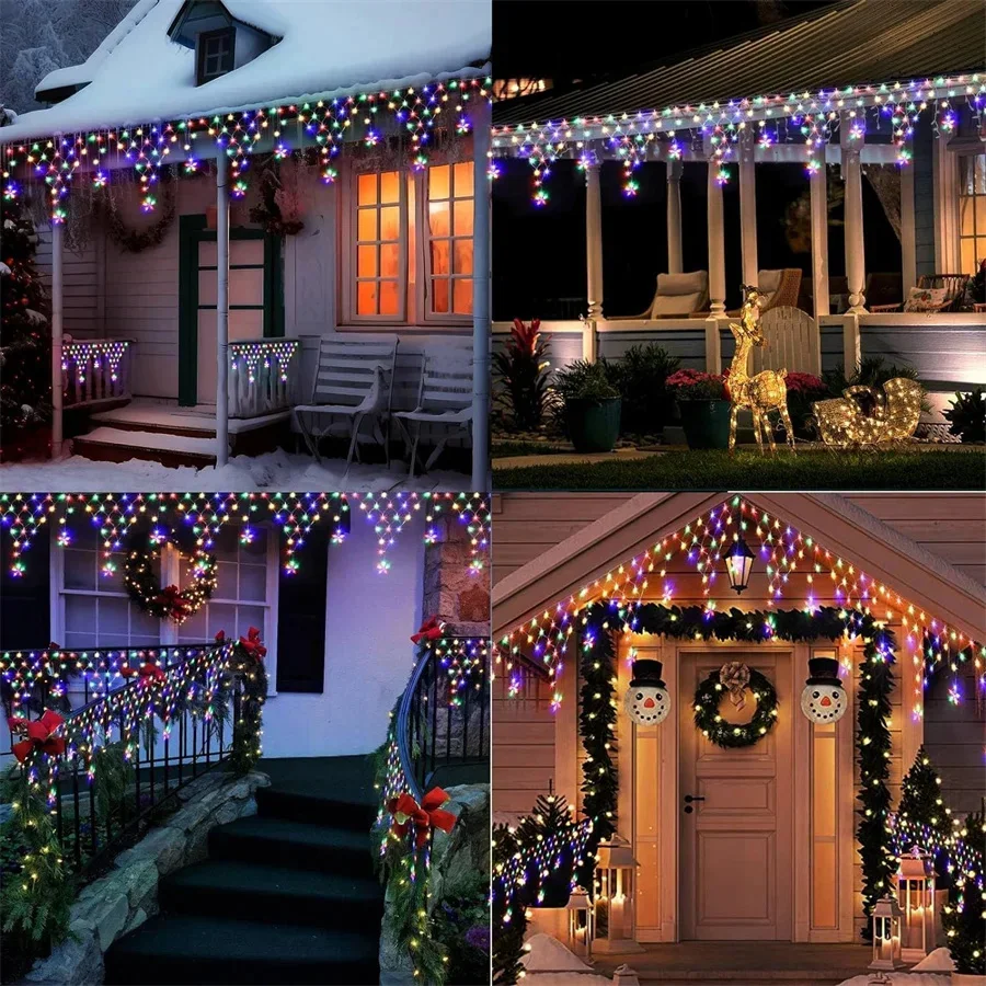 2024 New LED Net Mesh Fairy String Light EU/US Plug 8 Modes Curtains Light Garland for Garden Party Wedding Christmas Decoration