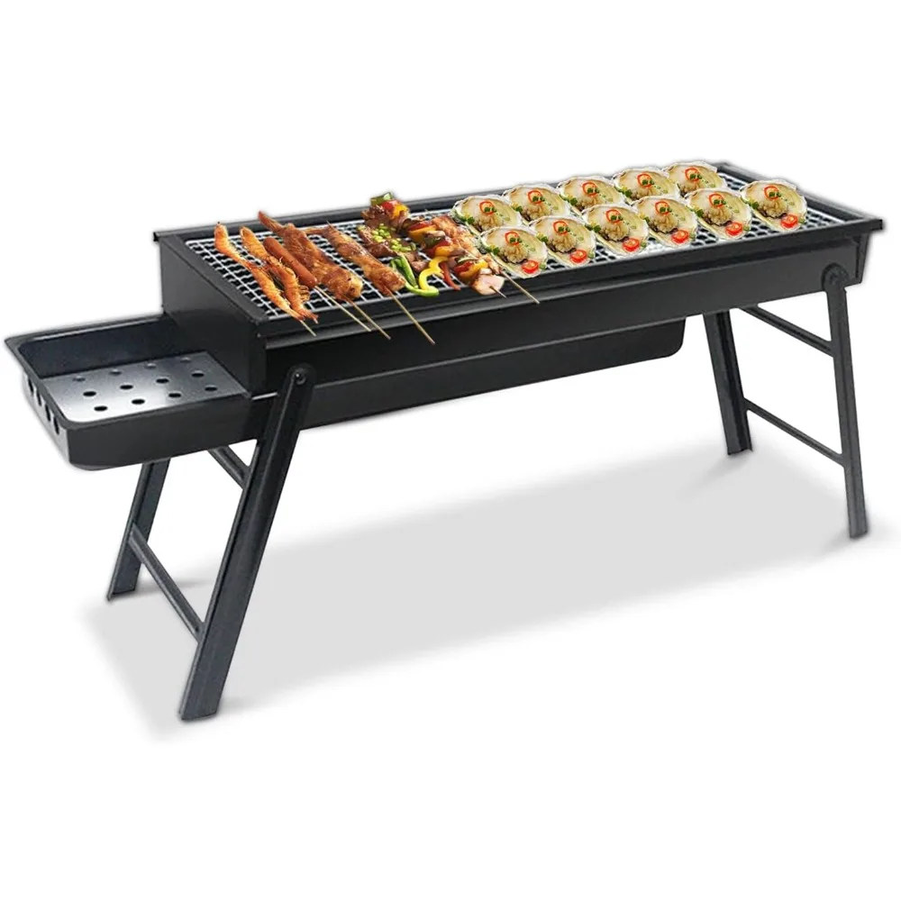 

Ergocar BBQ Grill, Foldable and Portable Stainless Steel BBQ, Charcoal Grill with Stand and Drawer Type Ash Accumulator, for Out