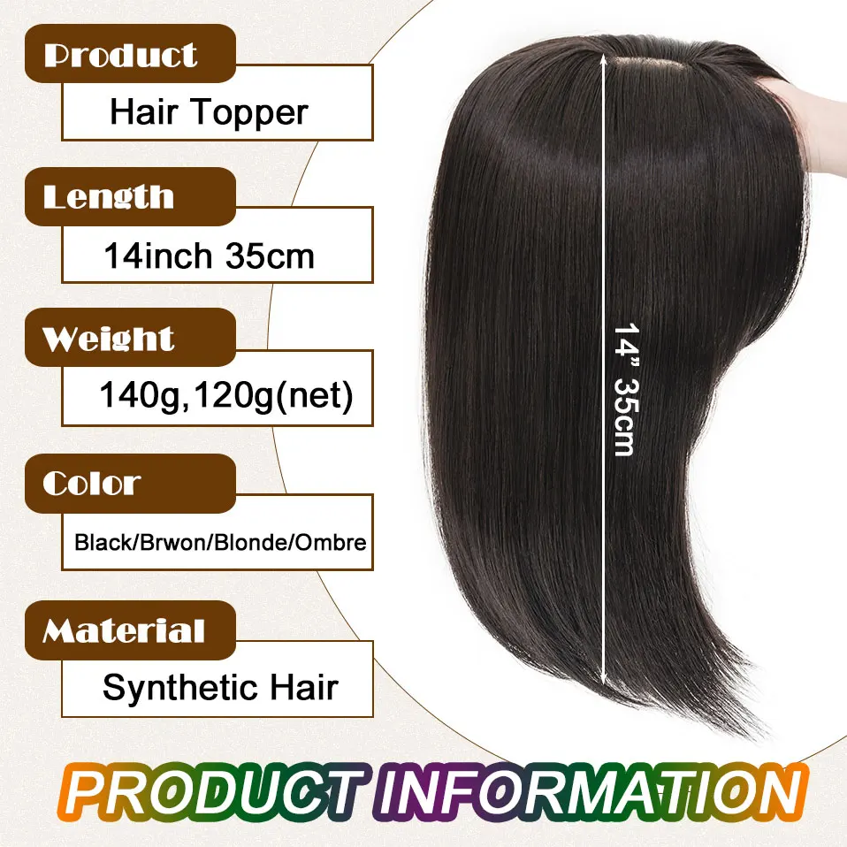 Synthetic 14'' Striaght Hair Toppers with Bangs for Women Natural Hairpieces Adding Hair Volume Topper Extensions hair extensions hair toppers