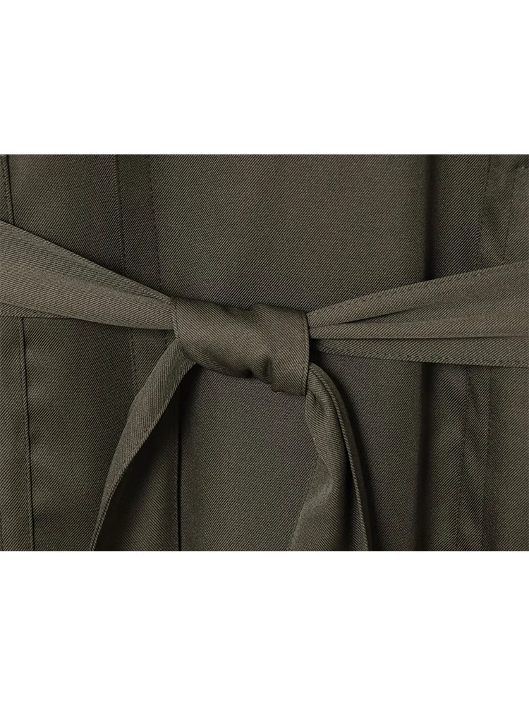 TFMLN Autumn New Women's Lapel Trench Chic Single-breasted Solid Color Belt Casual Loose Jacket Fashion Ladies Street Outwear