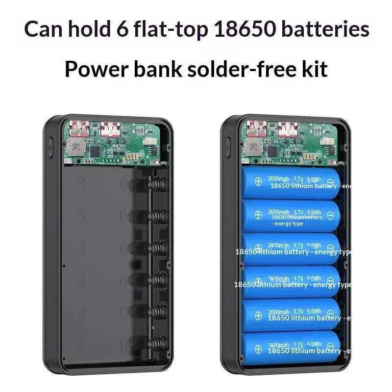 1 Stück Dual-USB-Typ-C-Ladegehäuse 6*18650 Powerbank-Batteriebox-Halter mit Campingbeleuchtung für Handy 18650 Batteriegehäuse – Detail 3