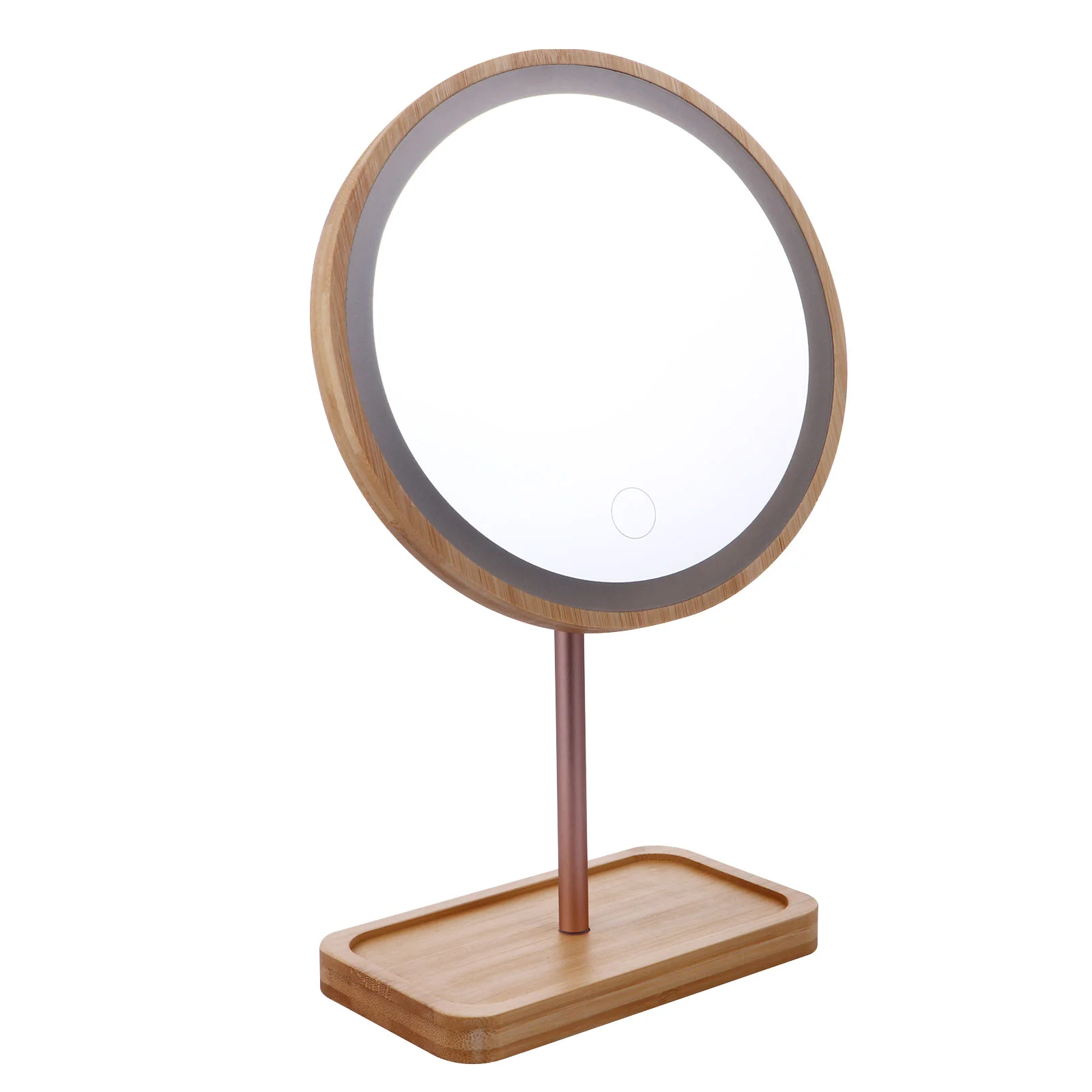 

Wooden Makeup Mirror with LED Light 90° Swivel Tabletop LED Vanity Mirror