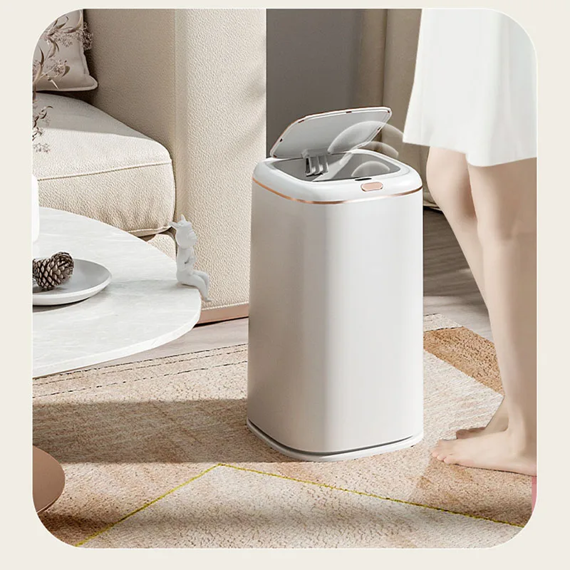 40L Automatic Trash Can Smart Sensor Trash Can Large Capacity Induction Trash Bin Electric Touchless Wastebasket For Kitchen Bathroom With Lid