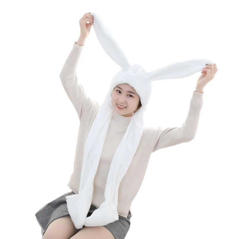 

Female 3 in 1 Plush Hat Scarf Gloves Sweet Beanie Hat Mitten Coldproof for Winter Daily Wear Morning Workout Dropship