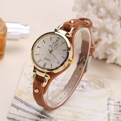 Vintage Ultra - Thin Leather Strap Women's Quartz Watch - Elegant Casual Timepiece Gift (Brown)