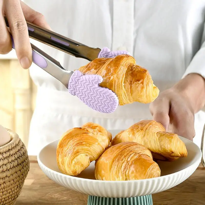 

Bracket Silicone Food Clip Non-Stick Barbecue Clip Clamp Heat Resistant Stainless Steel BBQ Tong Anti Scalding Food kitchenClip