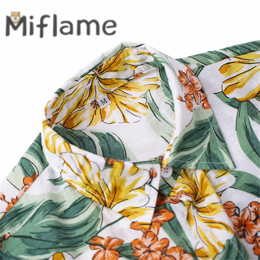 Camisa casual Miflame Hawaii Beach, roupas combinando