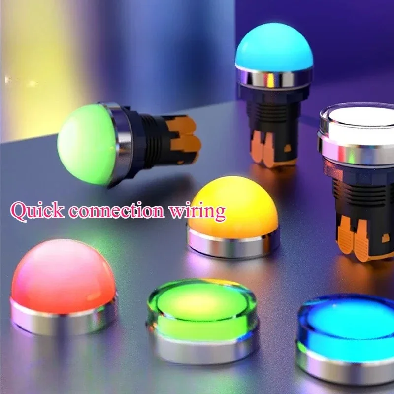 1PCS 22MM 패널 마운트 플라스틱/금속 신호등 디스플레이 램프 LED 전원 표시기 12V 24V 220V 파란색 녹색 빨간색 흰색 노란색