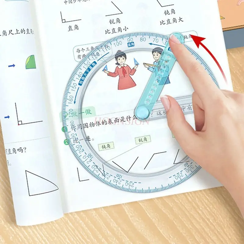 1개 360 ° 다기능 각도 게이지 학생 수학 시연 교육 도구
