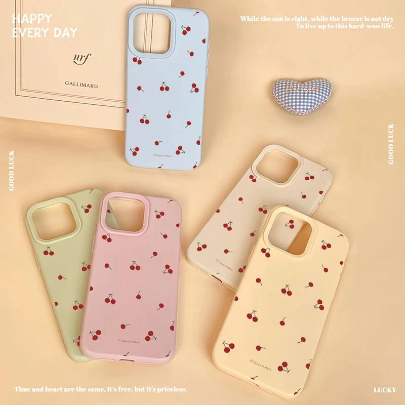 Adorable Cherry Pattern Shockproof Silicone Phone Case