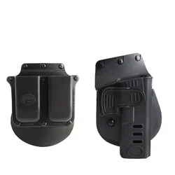 Versatile Tactical Pistol Holster with Clip Pouch and Magazine Carrier (C)