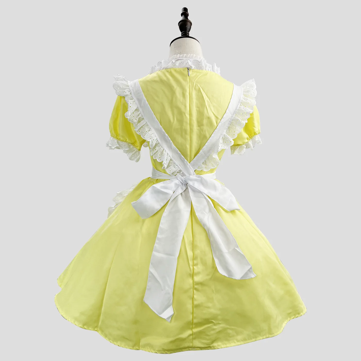 Cosplay Maid Kleid Gelb mit Schürze Anime Lolita Kostüm Damen 4