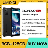 UMIDIGI BISON X20 Rugged smartphone IP68 &IP69K MTK Helio P60 Octa-Core 6+6GB 128GB 6.53" HD Android 13 20MP 6000mAh Battery NFC 1