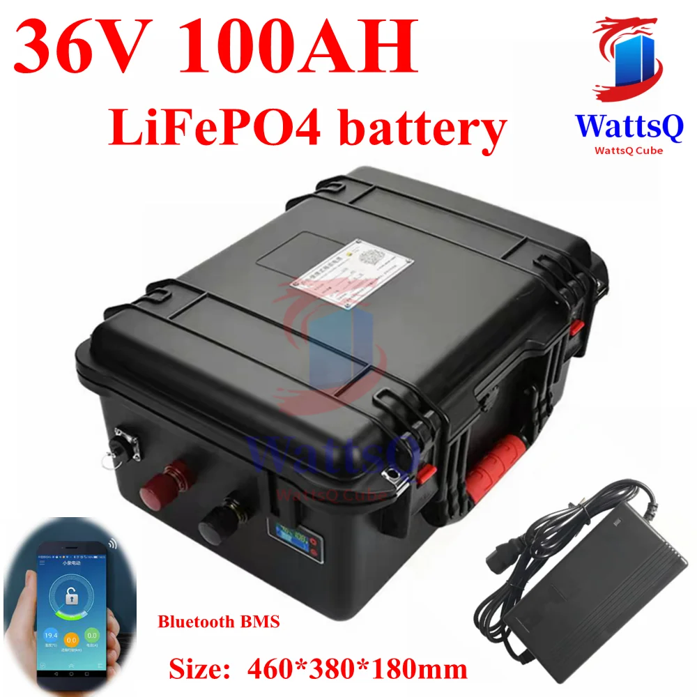 

36V 100AH lifepo4 lithiumbattery with bluetooth BMS for 2000w electric tricycle bicycle UPS bike scooter boat +10A Charger
