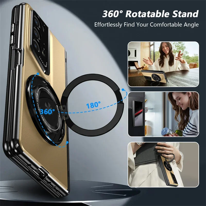Matte Solid Color Shockproof Phone Case with Holder and Hard Shell Protection