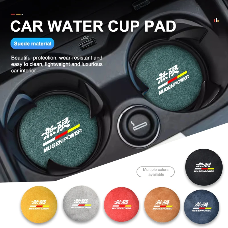 Cup Holder Coasters Cup Holder Inserts Car Coaster Pads Cup Holder Insert Car Coaster Water Cup Holder Anti-Slip Pad Suede Accessories For Honda Mugen Power Typer Civic Accord CRV